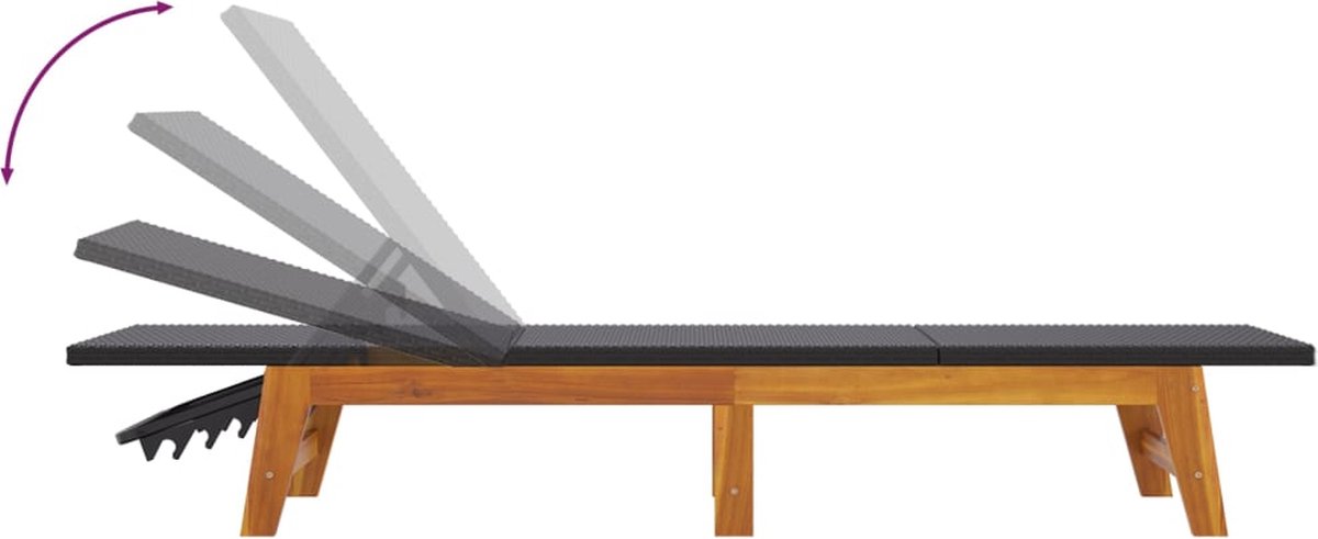 Vidaxl Ligbedden 2 St Poly Rattan En Massief Acaciahout En Bruin - Zwart