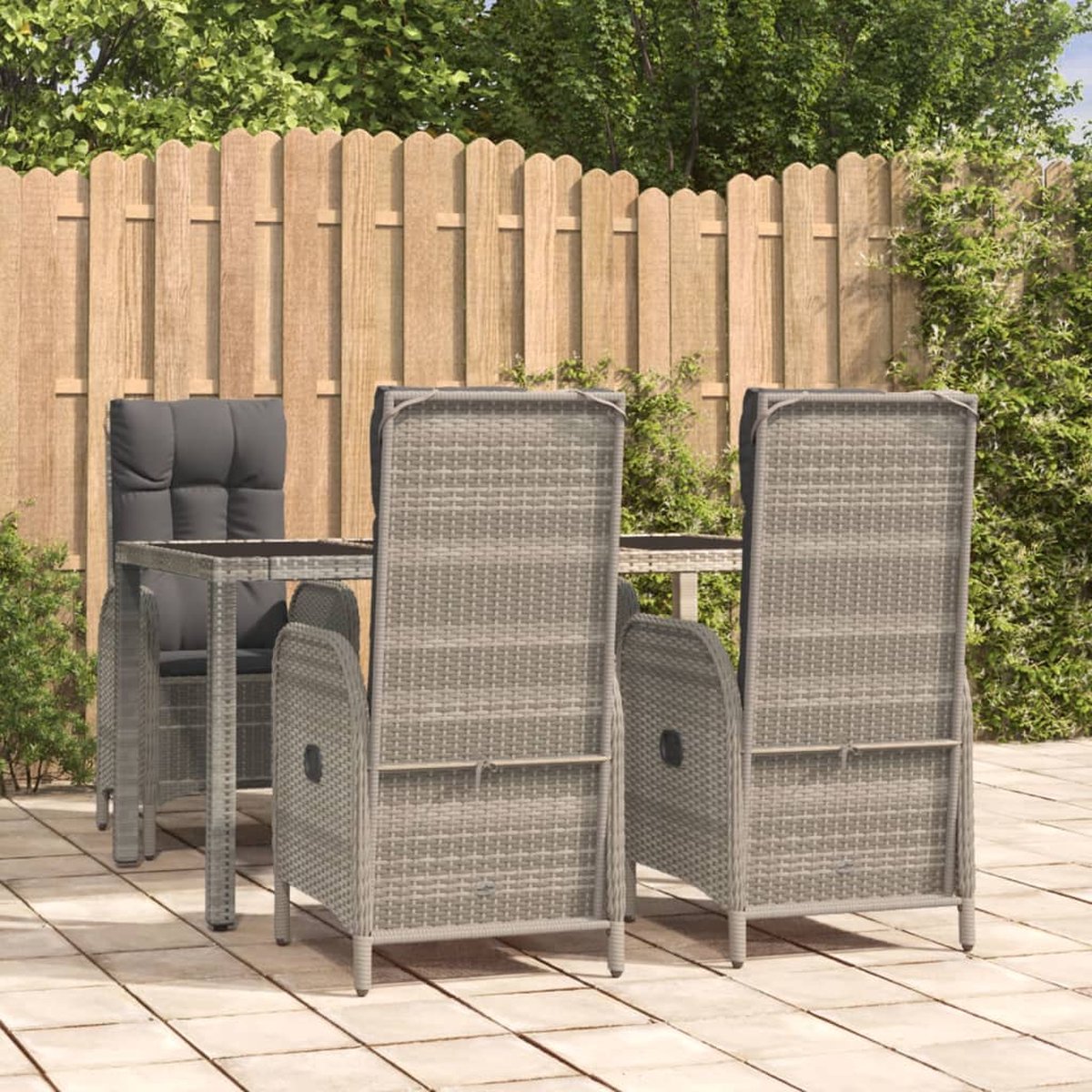 Vidaxl 5-delige Tuinset Met Kussens Poly Rattan - Grijs