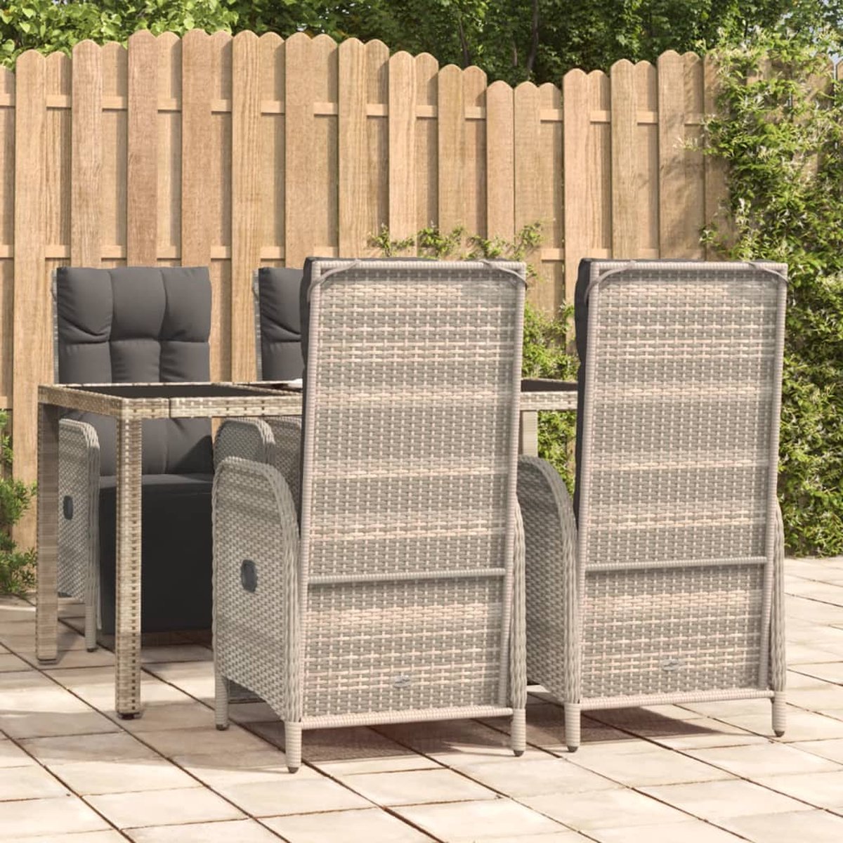 Vidaxl 5-delige Tuinset Met Kussens Poly Rattan - Grijs