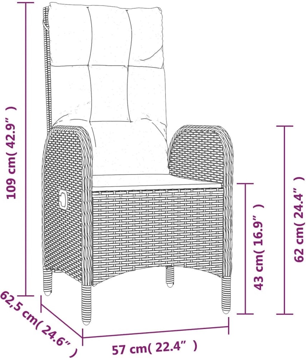 Vidaxl 7-delige Tuinset Met Kussens Poly Rattan - Grijs