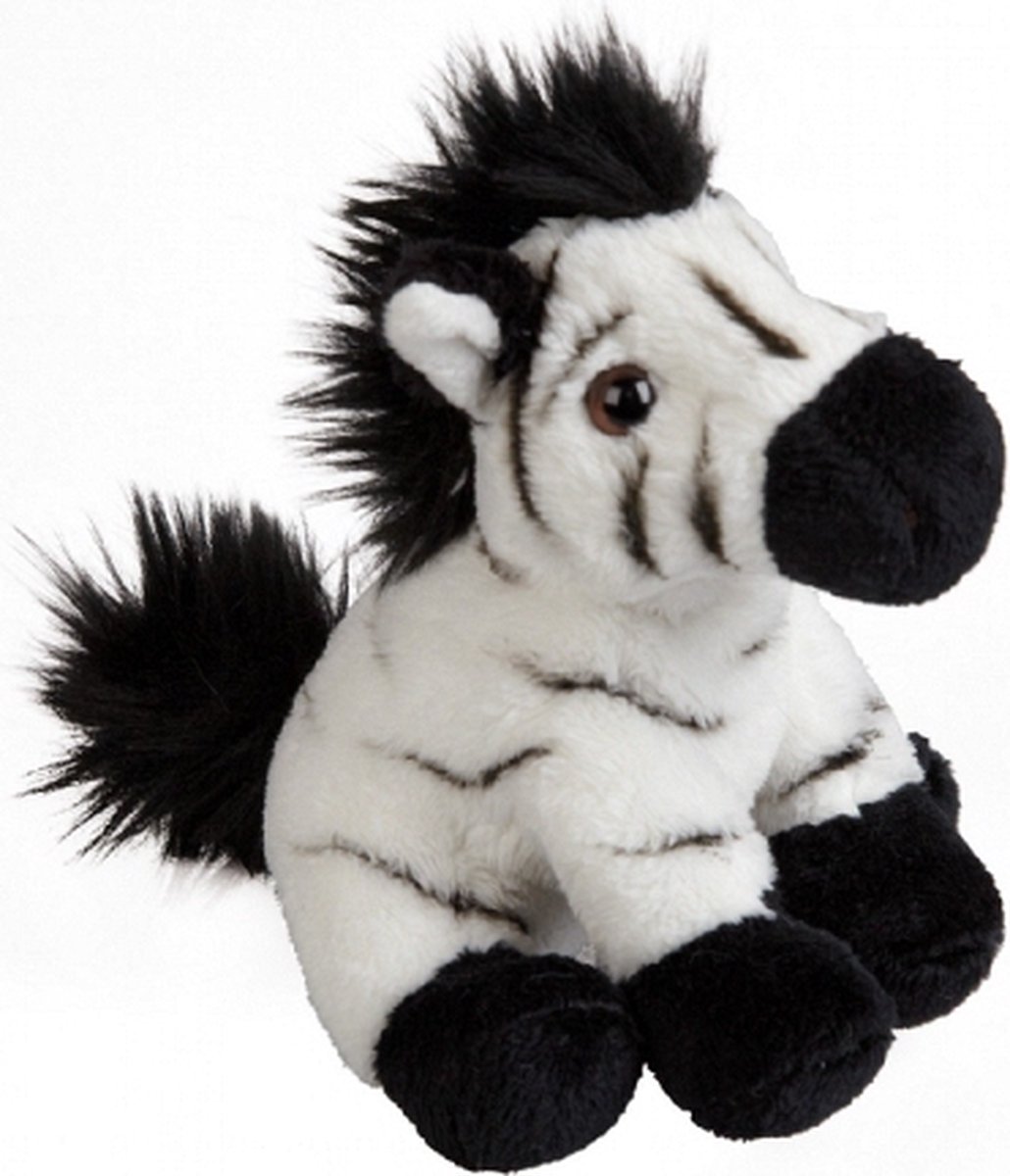 Safari Dieren Serie Pluche Knuffels 2x Stuks - Zebra En Leeuw Van 15 Cm - Knuffeldier - Grijs