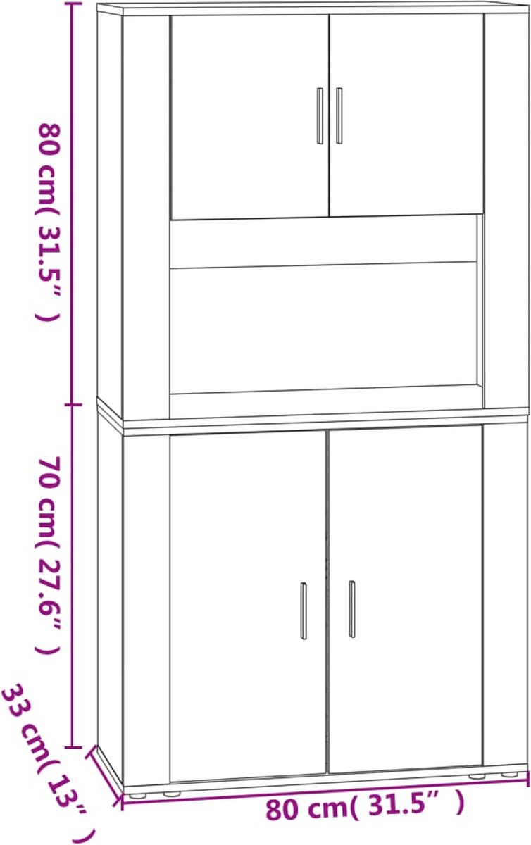 Vidaxl Hoge Kast Bewerkt Hout Sonoma Eikenkleurig - Bruin