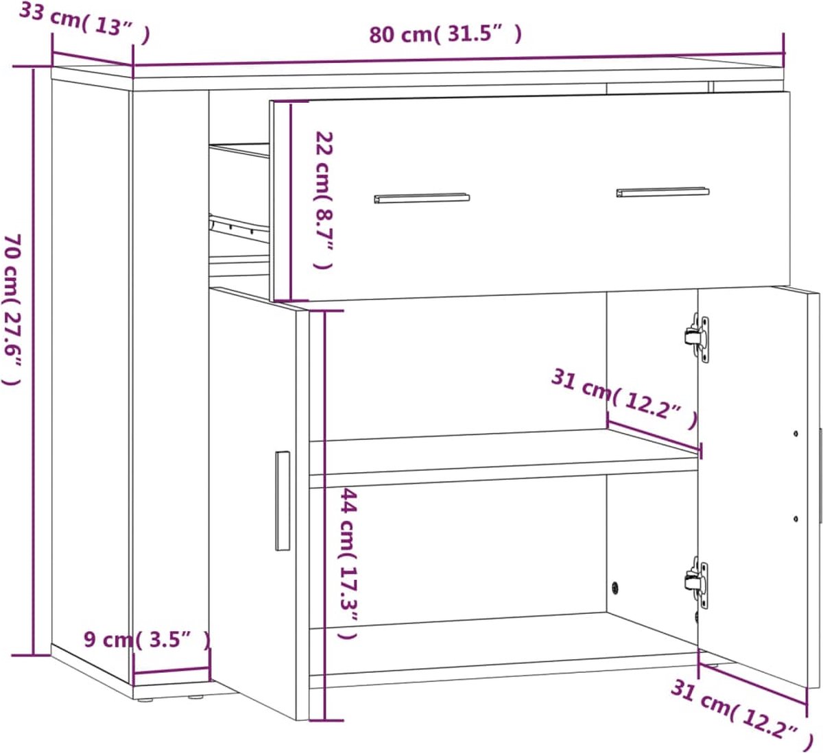 Vidaxl Hoge Kast Bewerkt Houteikenkleurig - Bruin