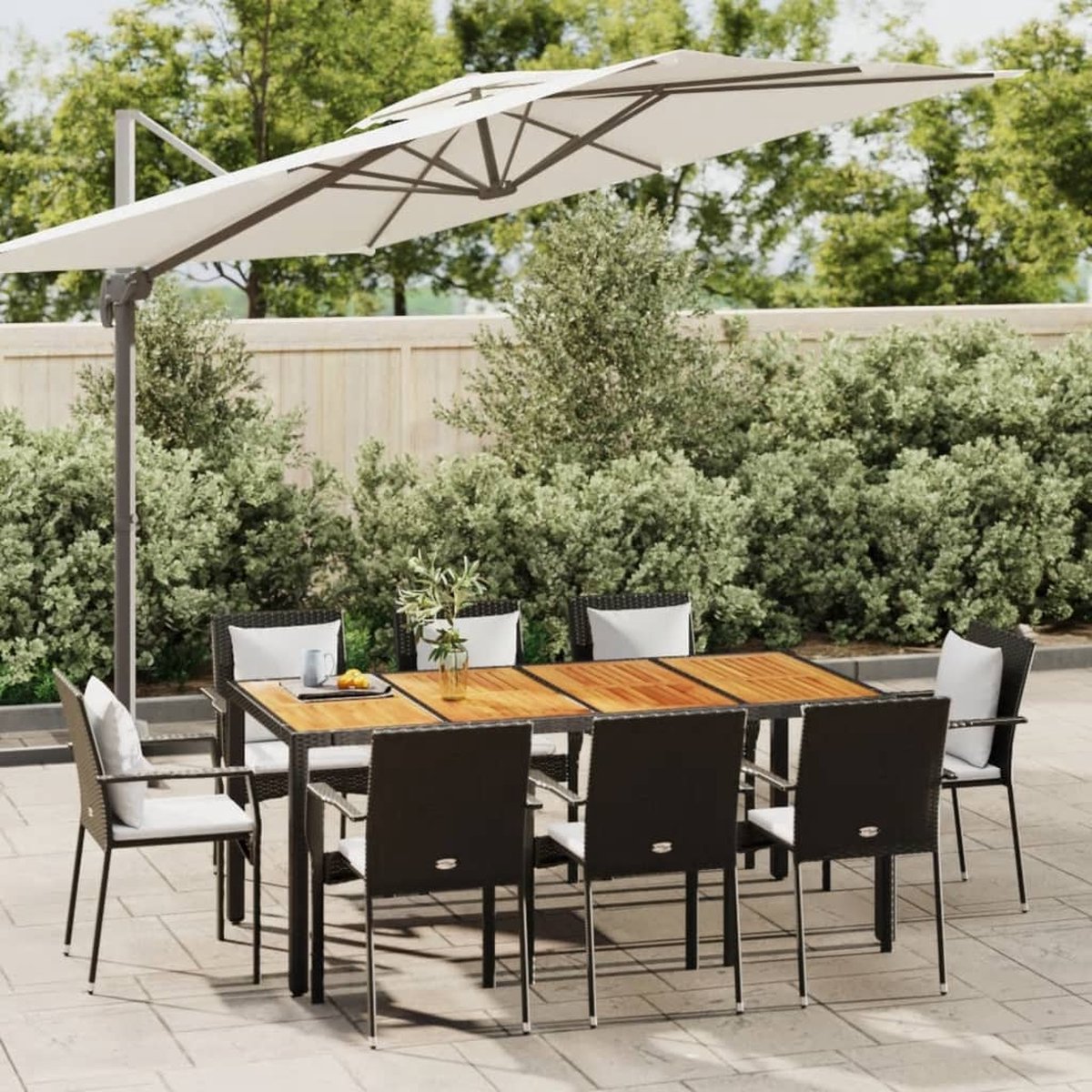 Vidaxl 9-delige Tuinset Poly Rattan - Zwart