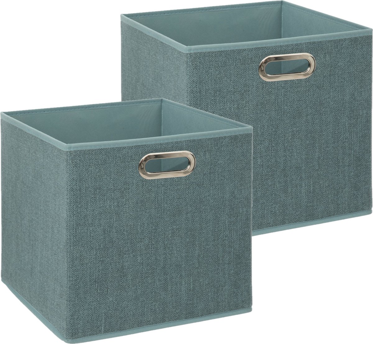 Set Van 2x Opbergmand 29 Liter Ijs Linnen 31 X 31 X 31 Cm - Opbergmanden - Blauw