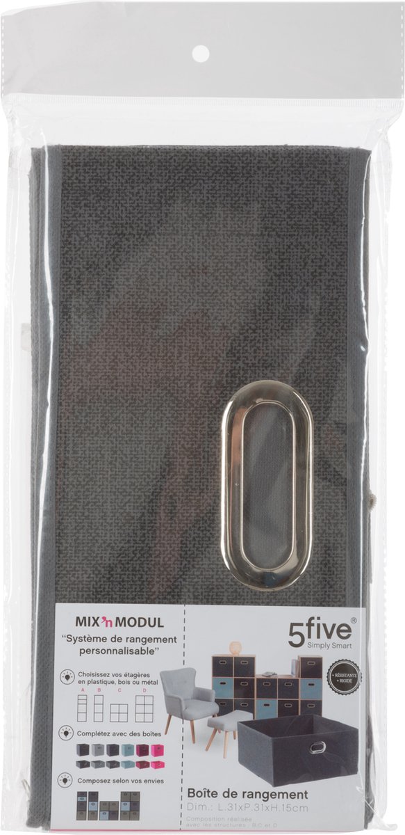 Set Van 2x Opbergmand/kastmand 14 Liter Donkergrijs Linnen 31 X 31 X 15 Cm - Opbergmanden