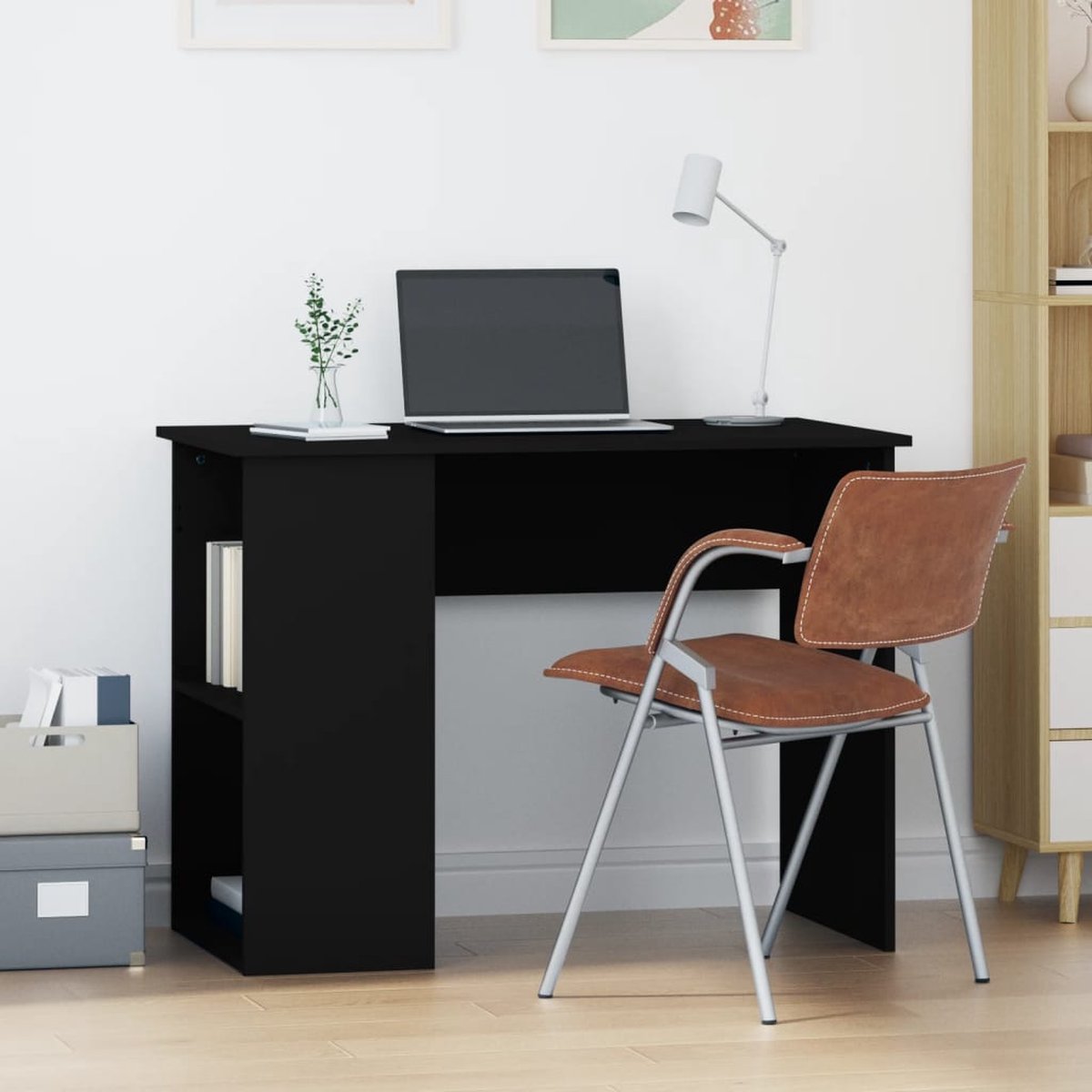 Vidaxl Bureau 100x55x75 Cm Bewerkt Hout - Negro