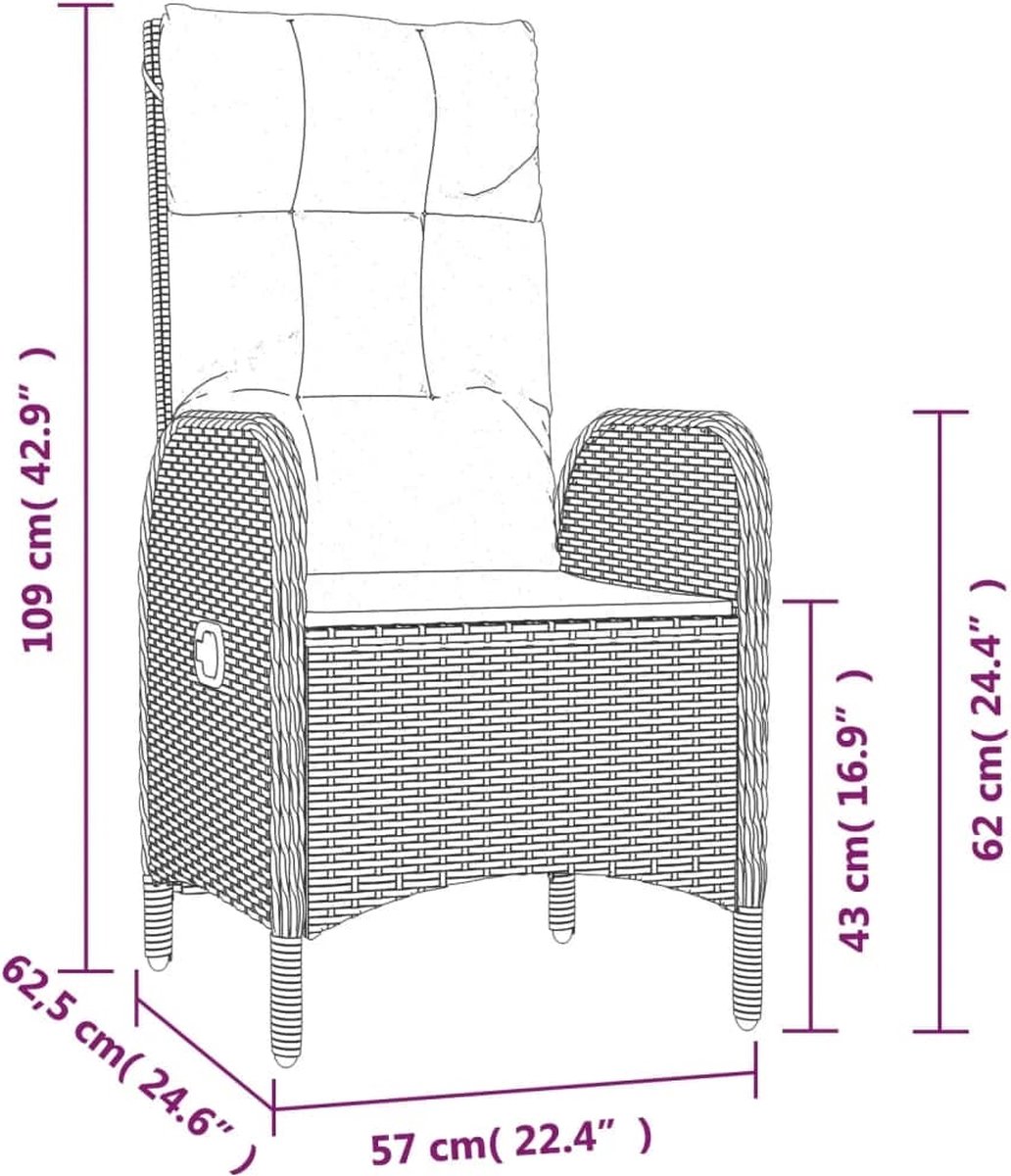 Vidaxl 3-delige Tuinset Met Kussens Poly Rattan - Grijs