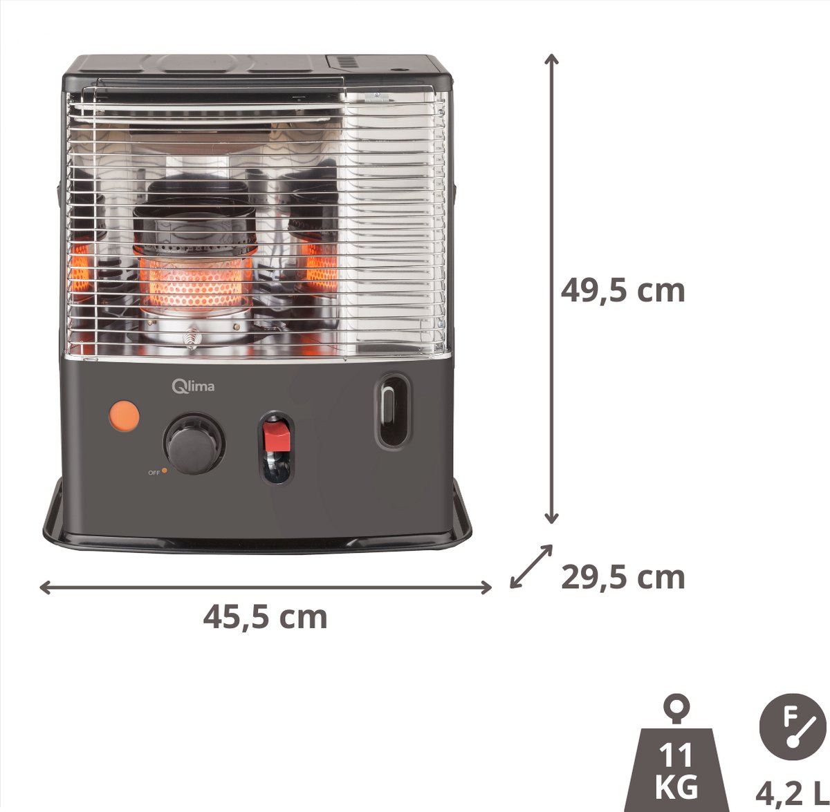 Qlima Petroleumkachel R 4224s Tc-2 4,2 L Roestvrij Staal - Zwart