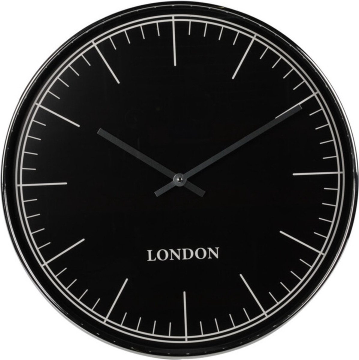 H&S collection Wandklok London Zilver Zwart