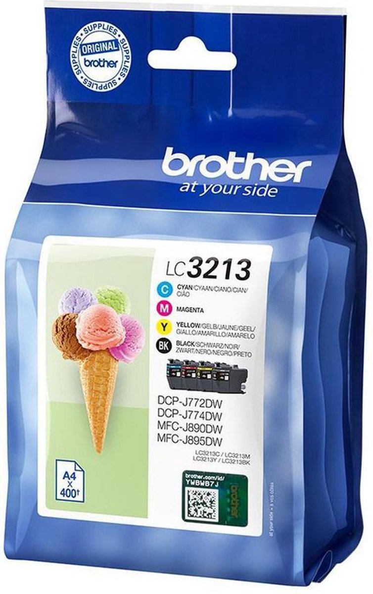 Brother LC-3213VALDR inktcartridge Original, Cyaan, Magenta, Geel Multipack - Zwart