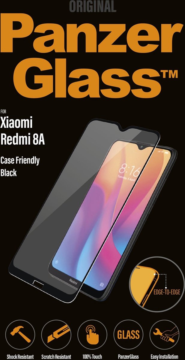 PanzerGlass e Case Friendly voor Xiaomi Redmi 8A - Zwart