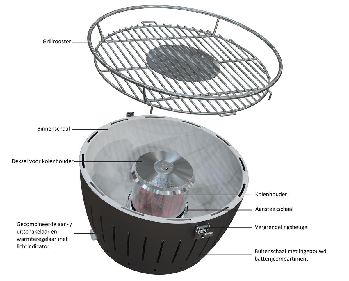 LotusGrill Classic Hybrid Tafelbarbecue - Ø350mm - Oranje