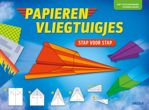 Papieren vliegtuigjes - stap voor stap - Blauw