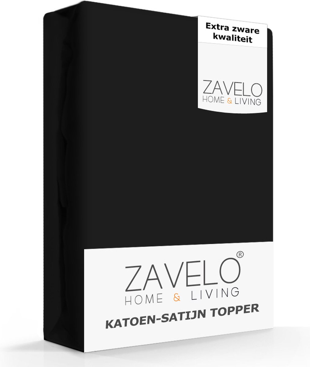 Slaaptextiel Zavelo Deluxe Katoen-satijn Topper Hoeslaken-lits-jumeaux (180x200 Cm) - Zwart