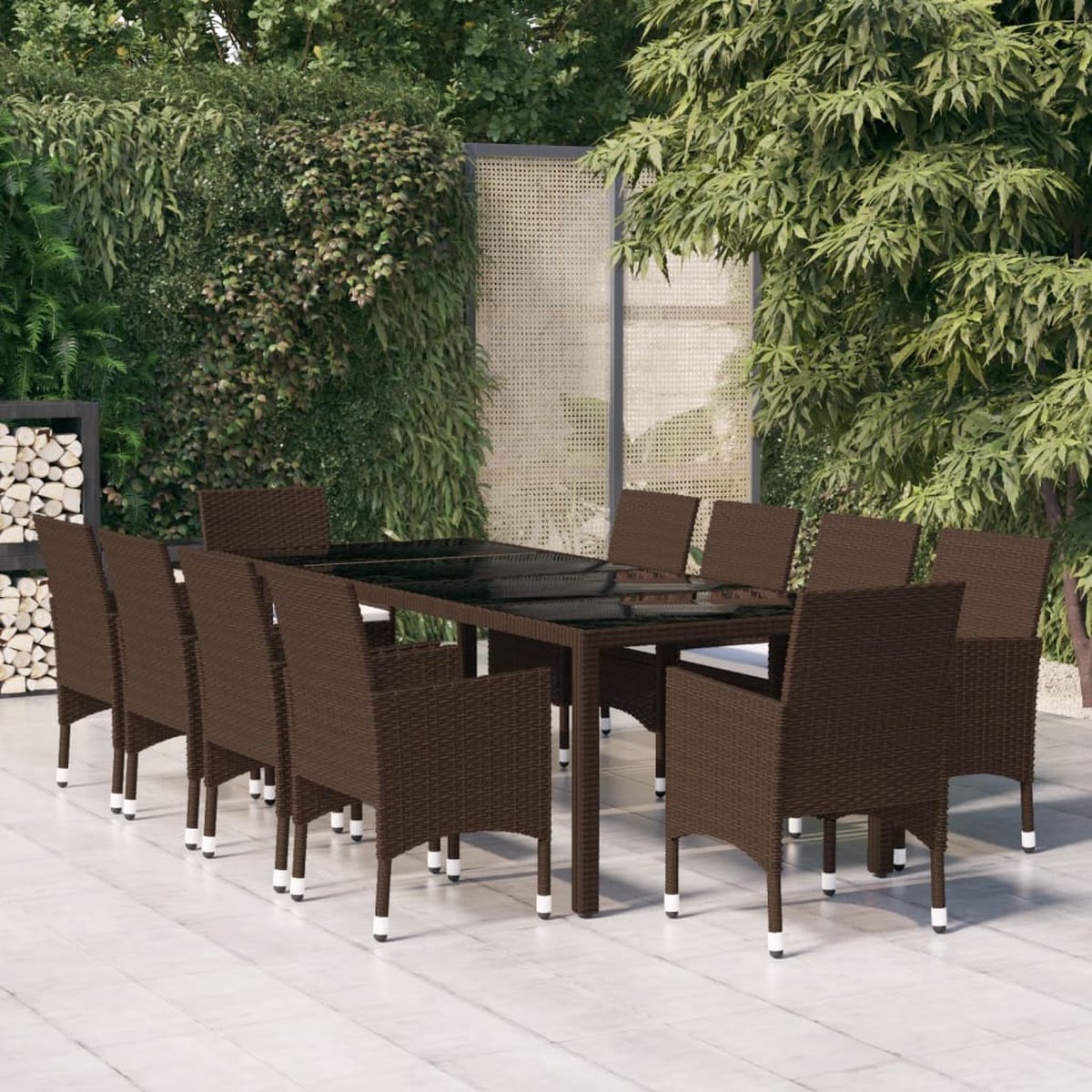 Vidaxl 11-delige Tuinset Poly Rattan - Bruin