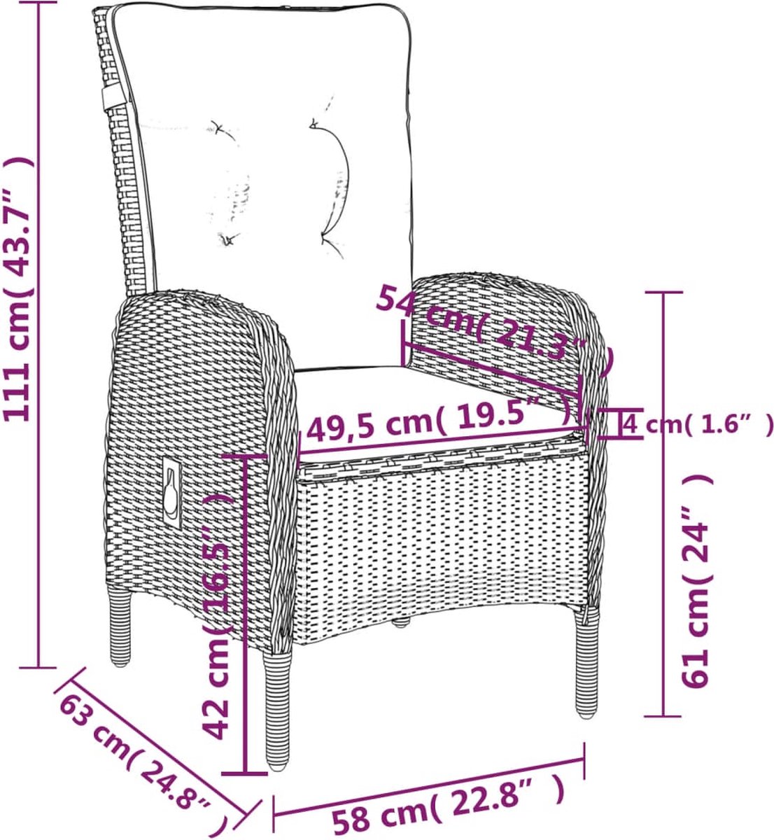 Vidaxl 5-delige Tuinset Poly Rattan - Grijs