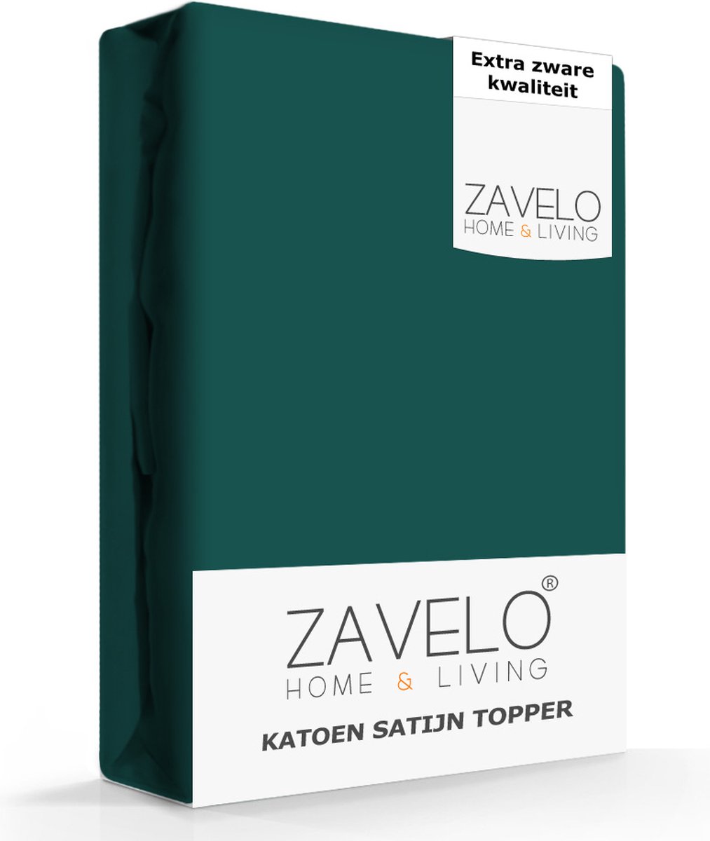 Slaaptextiel Zavelo Deluxe Katoen-satijn Topper Hoeslaken Donker-lits-jumeaux (180x220 Cm) - Groen