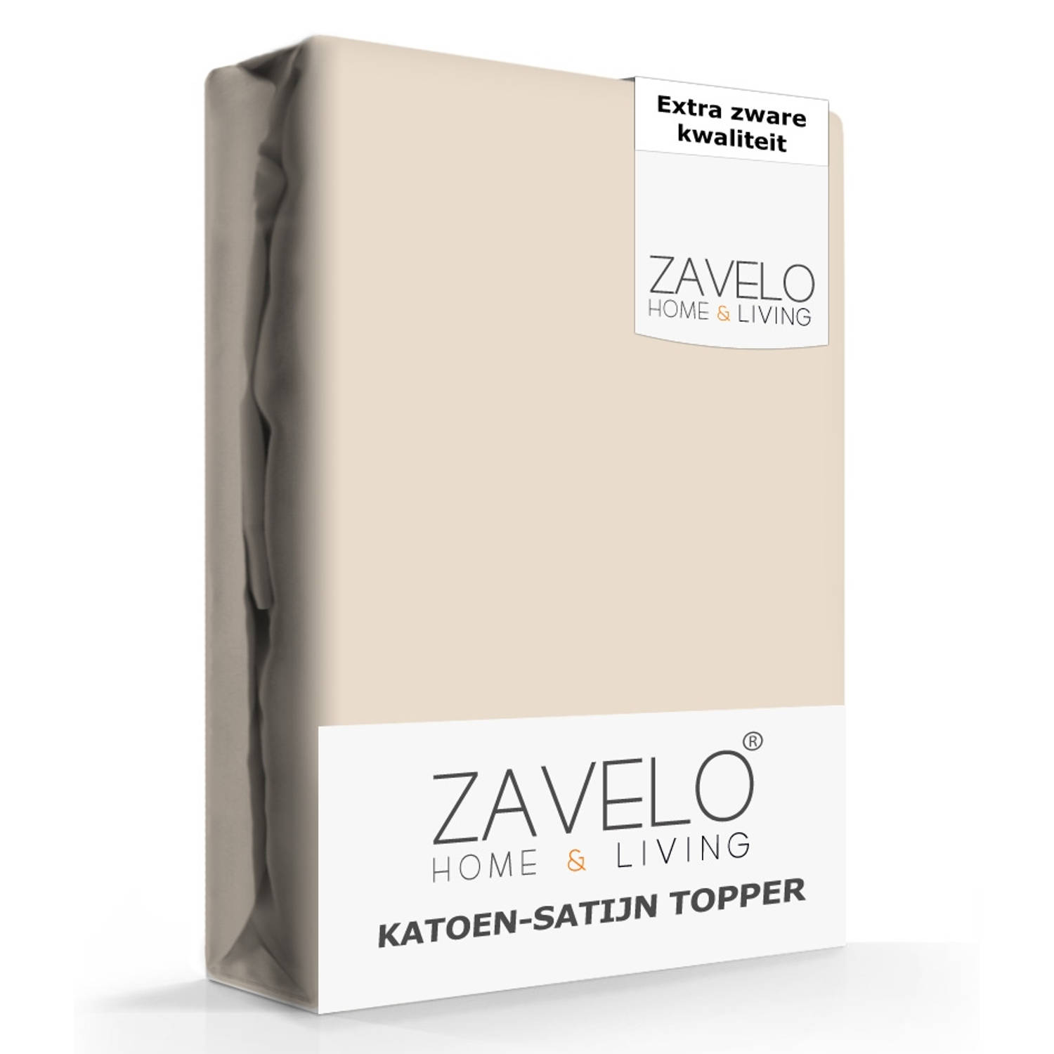 Slaaptextiel Zavelo Deluxe Katoen-satijn Topper Hoeslaken Zand-1-persoons (90x220 Cm) - Beige