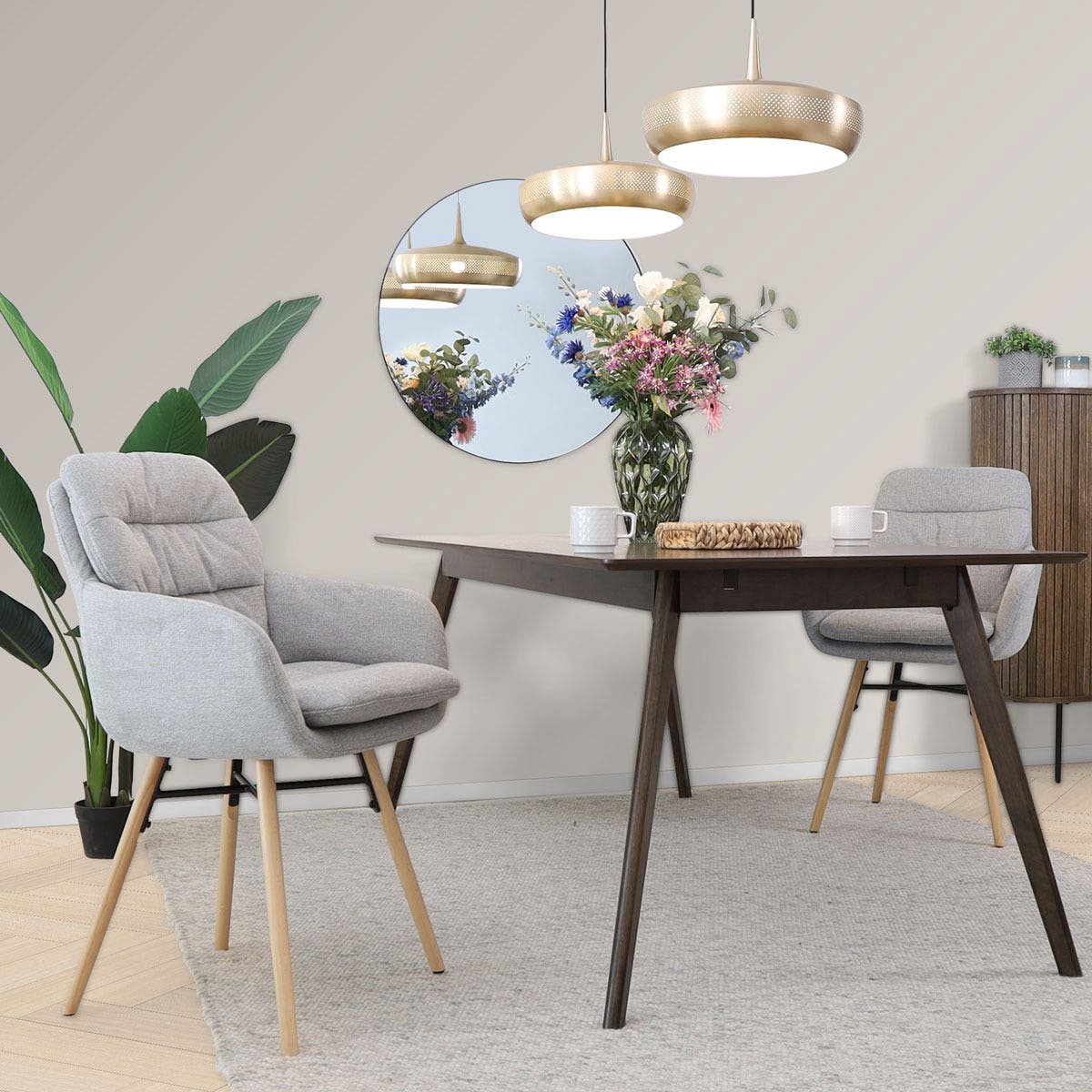 Nolon Nena-Mia eetkamerstoel - houten onderstel - Grijs