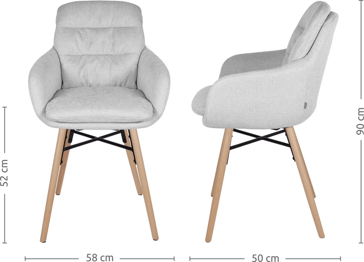 Nolon Nena-Mia eetkamerstoel - houten onderstel - Grijs