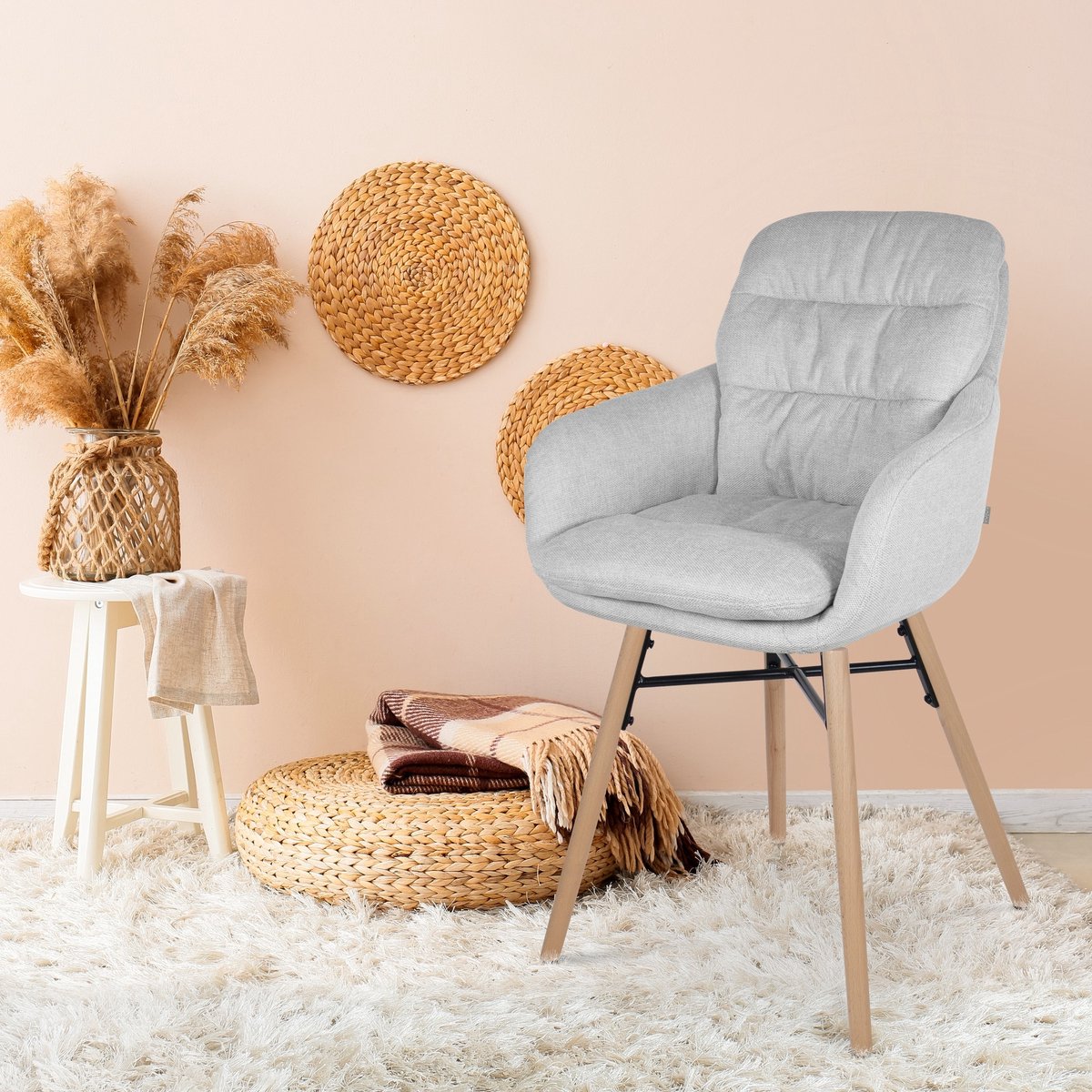 Nolon Nena-Mia eetkamerstoel - houten onderstel - Grijs