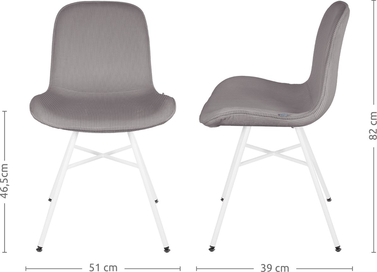 Nolon Noa-Fé eetkamerstoel rib warm - wit onderstel - Grijs