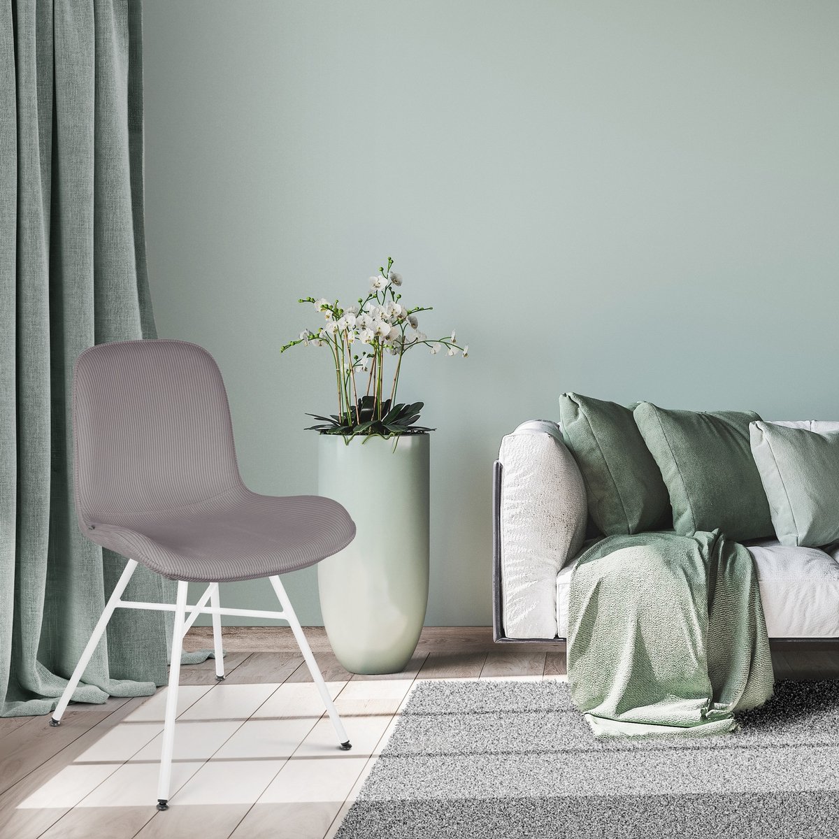 Nolon Noa-Fé eetkamerstoel rib warm - wit onderstel - Grijs