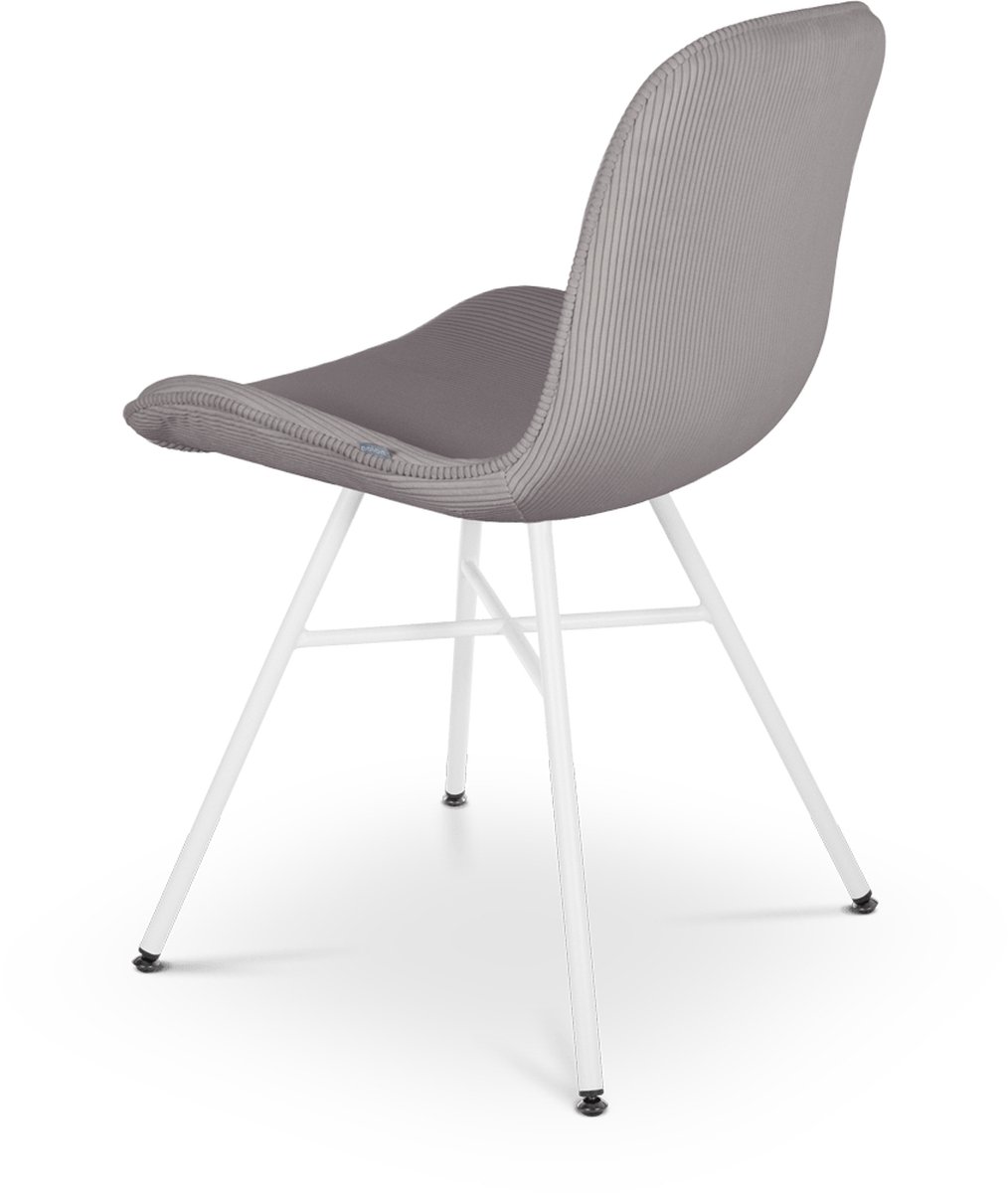 Nolon Noa-Fé eetkamerstoel rib warm - wit onderstel - Grijs