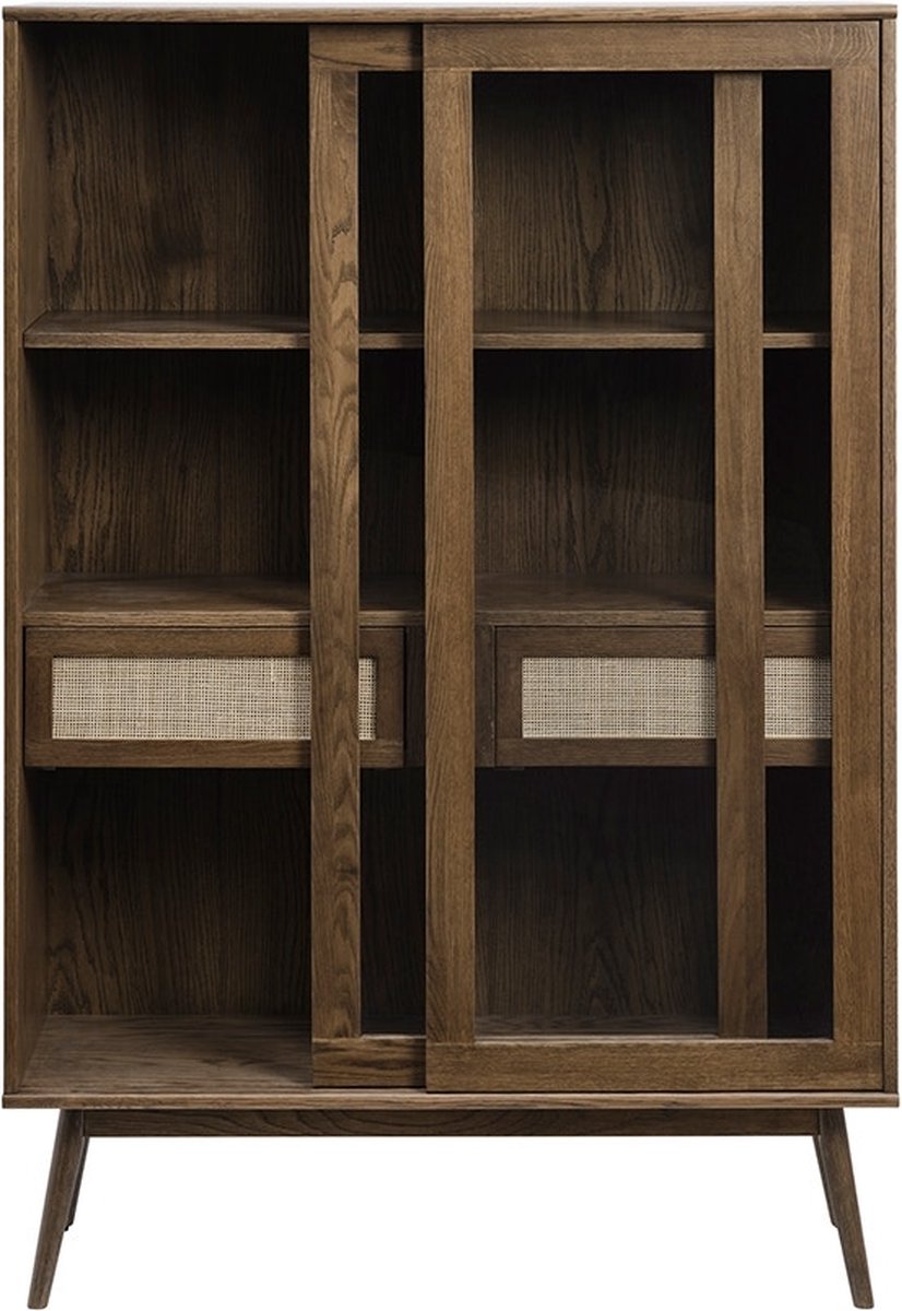 Olivine Boas houten vitrinekast gerookt eiken - 160 x 40 cm - Bruin