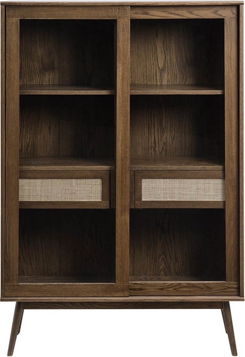 Olivine Boas houten vitrinekast gerookt eiken - 160 x 40 cm - Bruin