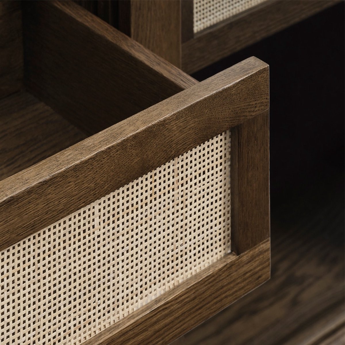 Olivine Boas houten vitrinekast gerookt eiken - 160 x 40 cm - Bruin