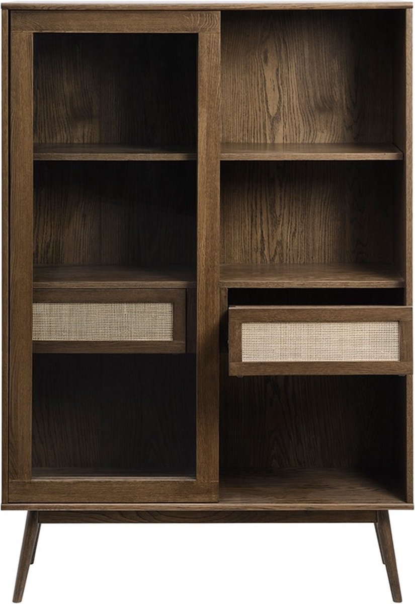 Olivine Boas houten vitrinekast gerookt eiken - 160 x 40 cm - Bruin