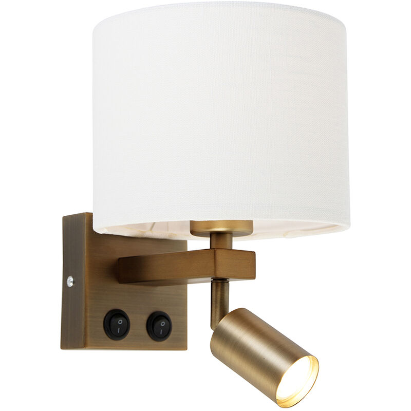 QAZQA Wandlamp brescia combi - Brons - Modern - L 18cm