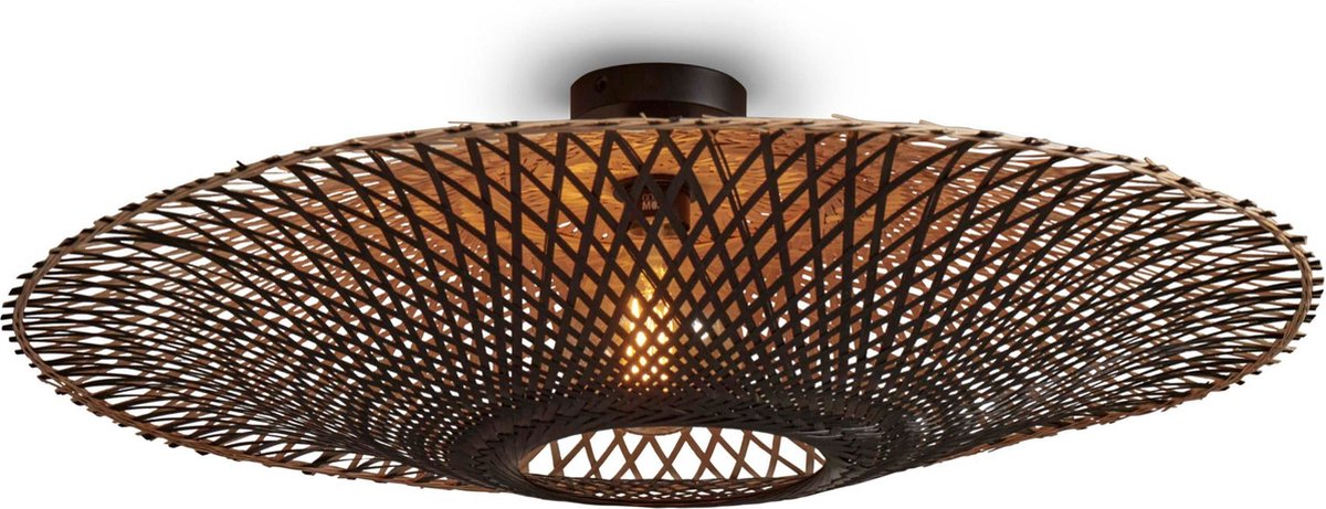 Good&Mojo Plafonniere Kalimantan - Bamboe - Ø87cm - Zwart
