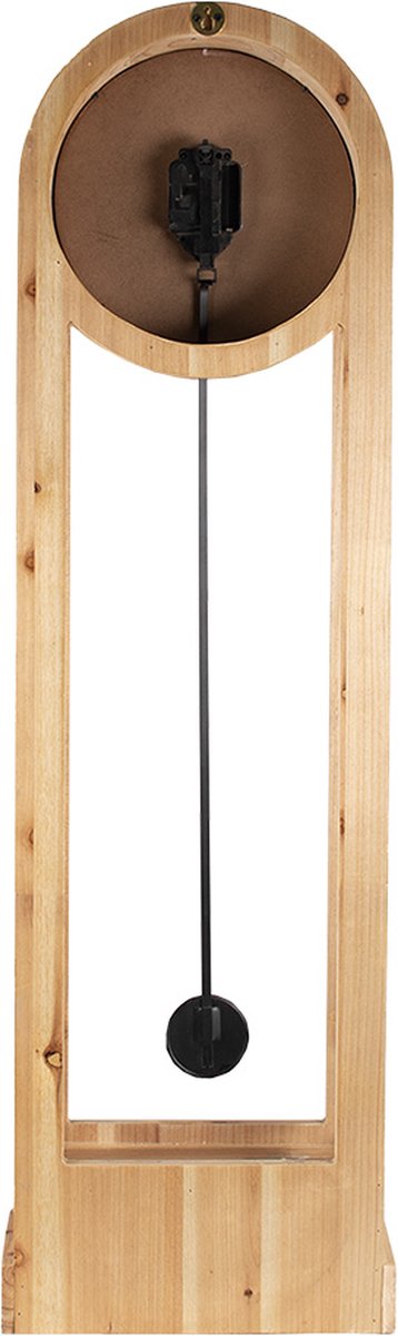 Clayre & Eef Staande klok 28x100 cm Zwart Hout Rechthoek Klok op - Bruin