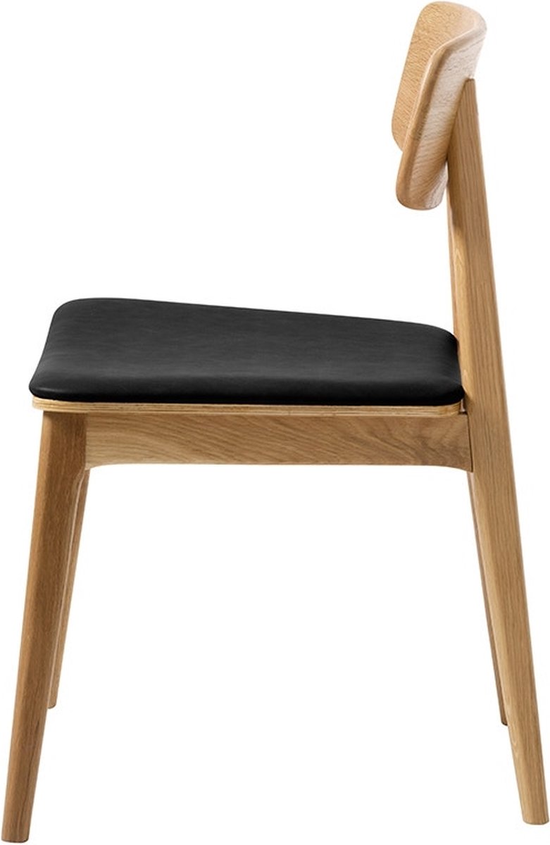 Olivine Lana houten eetkamerstoel - met zwart kunstleer - Bruin