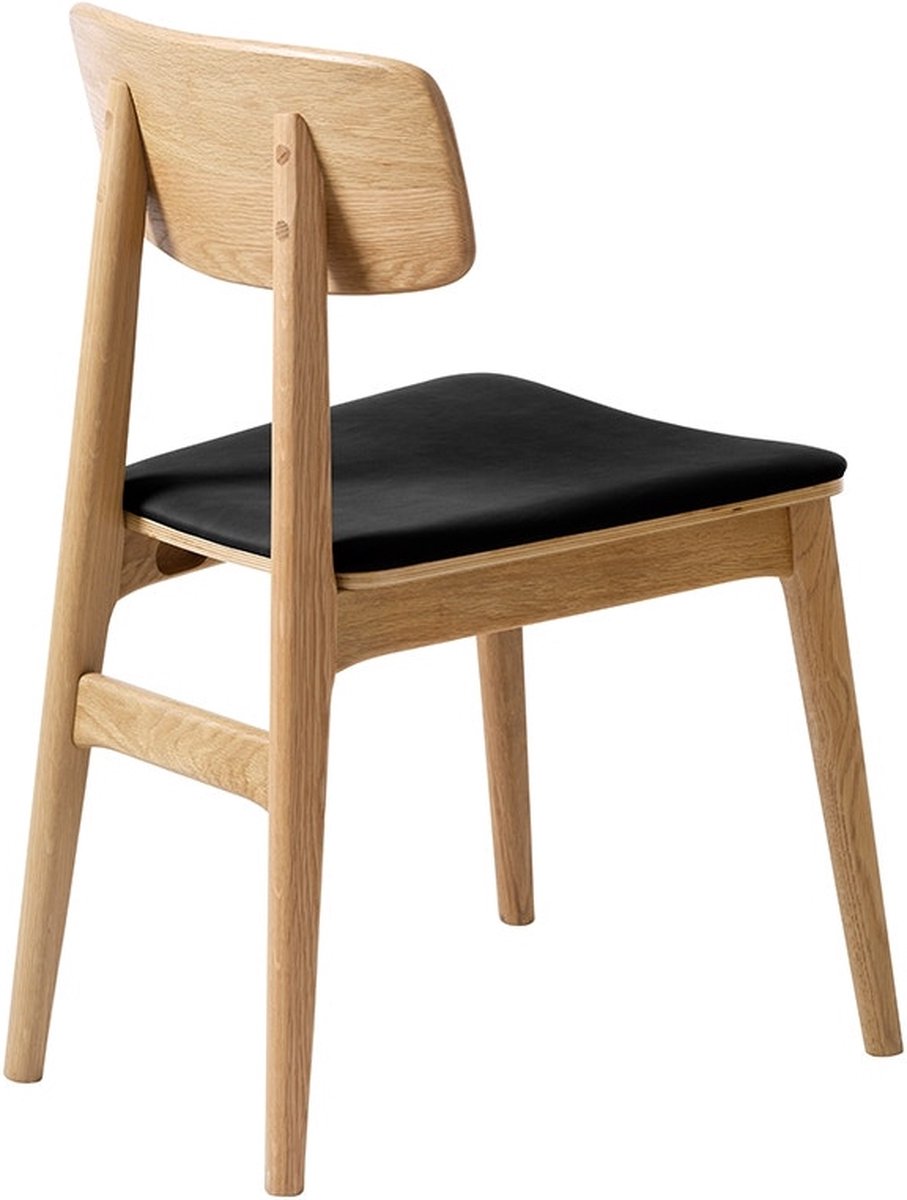 Olivine Lana houten eetkamerstoel - met zwart kunstleer - Bruin