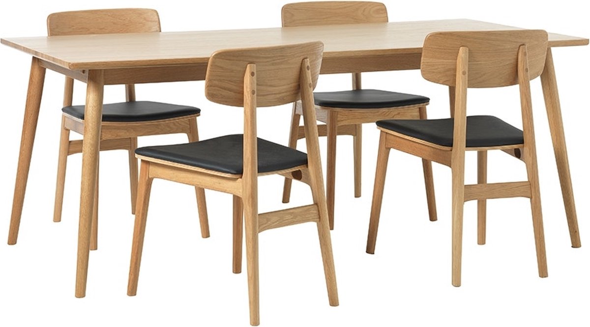 Olivine Lana houten eetkamerstoel - met zwart kunstleer - Bruin