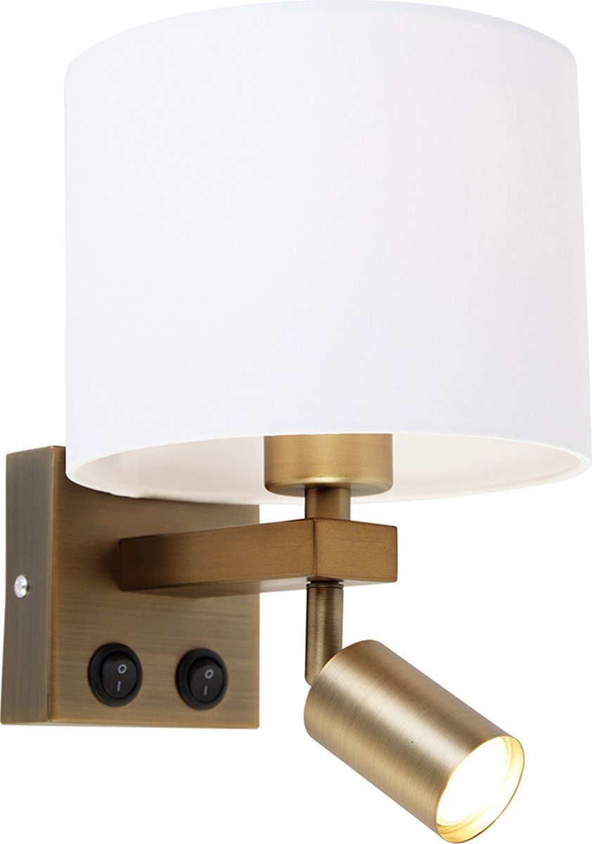 QAZQA Wandlamp brescia combi - Wit - Modern - L 18cm