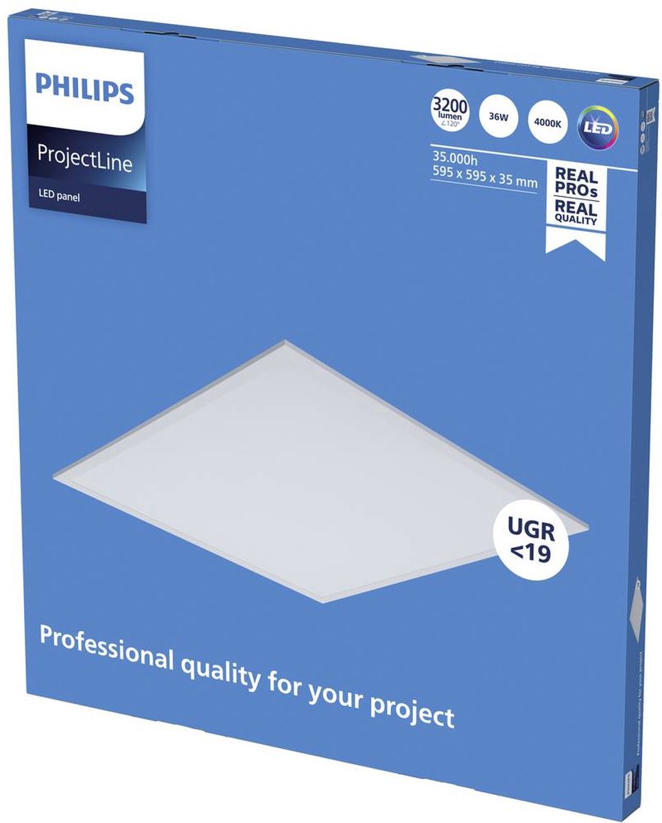 Philips ProjectLine inbouwpaneel - 3200lm - Wit licht 1x36W Vierkant …