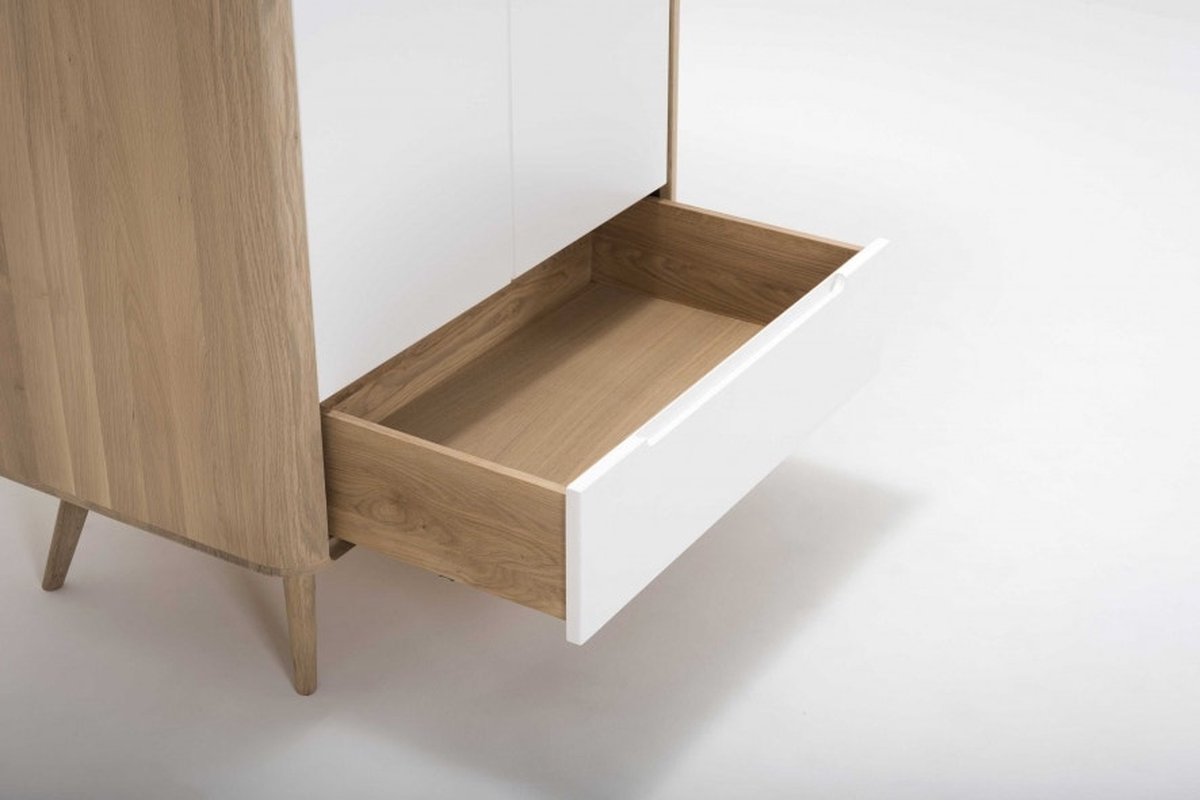 Gazzda Ena wardrobe houten garderobekast whitewash - 90 x 200 cm - Bruin