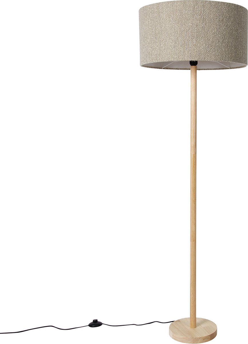 QAZQA Vloerlamp mels - Naturel - Landelijk - D 50cm