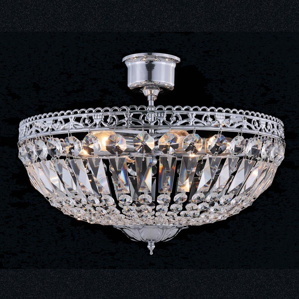 Clayre & Eef Plafondlamp Kristal Ø 47x38 cm Transparant Ijzer Glas