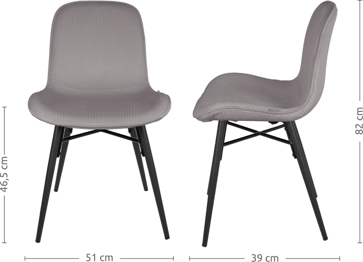 Nolon Nova-Fé eetkamerstoel rib warm - zwart onderstel - Grijs