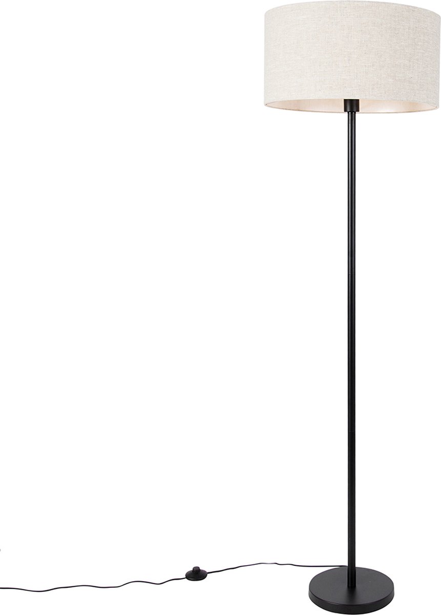 QAZQA Vloerlamp simplo stof Modern - D 50cm - Zwart