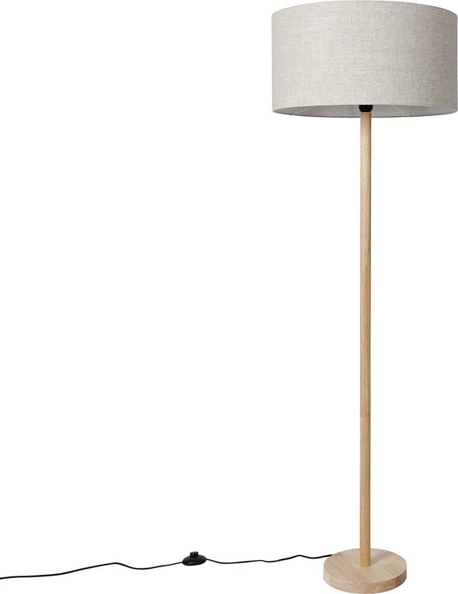 QAZQA Vloerlamp mels - Naturel - Landelijk - D 50cm