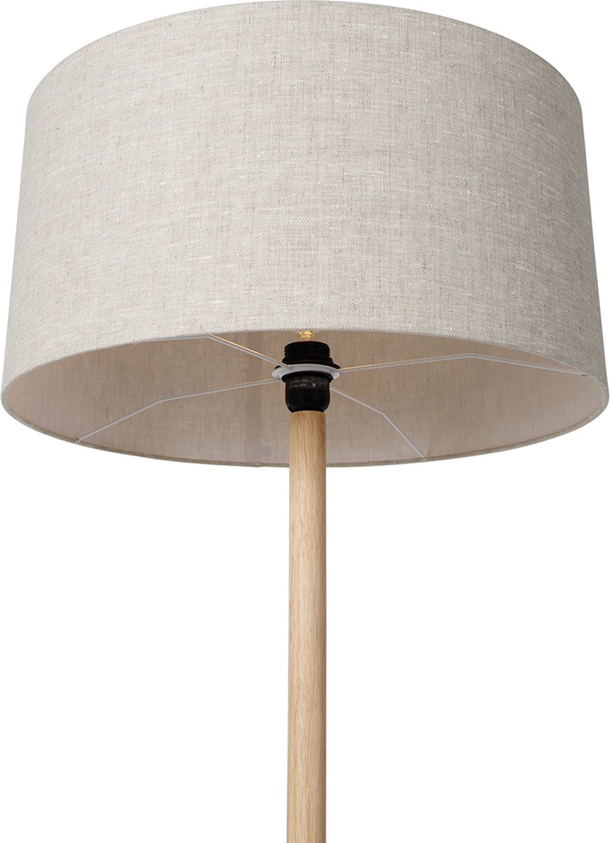 QAZQA Vloerlamp mels - Naturel - Landelijk - D 50cm