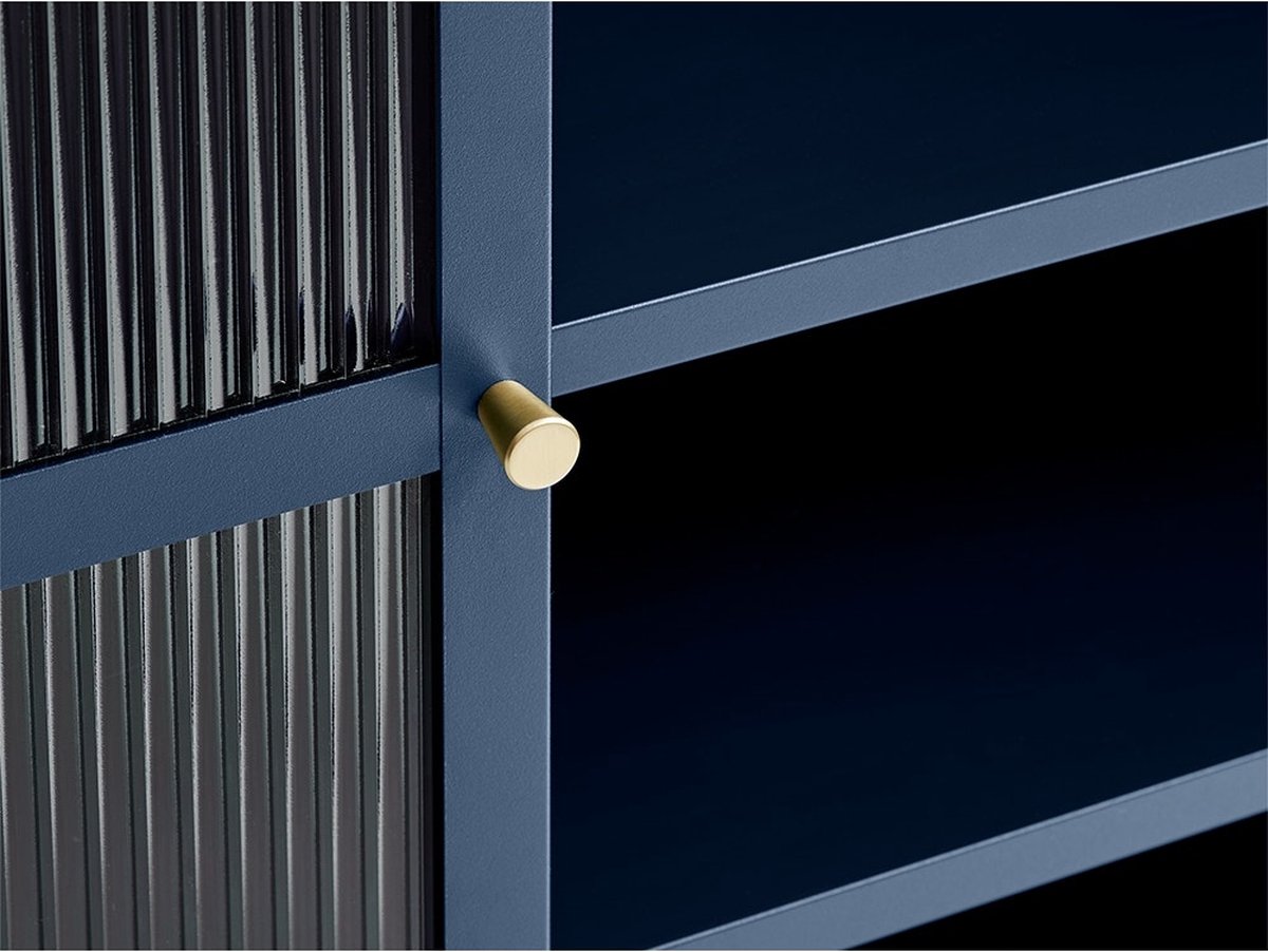 Olivine Katja metalen vitrinekast - 111 x 140 cm - Blauw