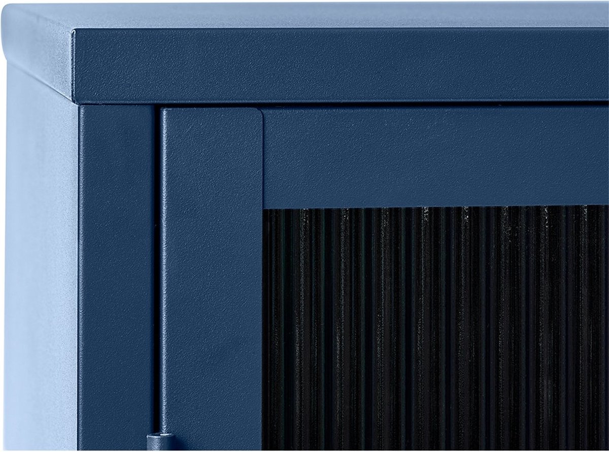 Olivine Katja metalen vitrinekast - 111 x 140 cm - Blauw